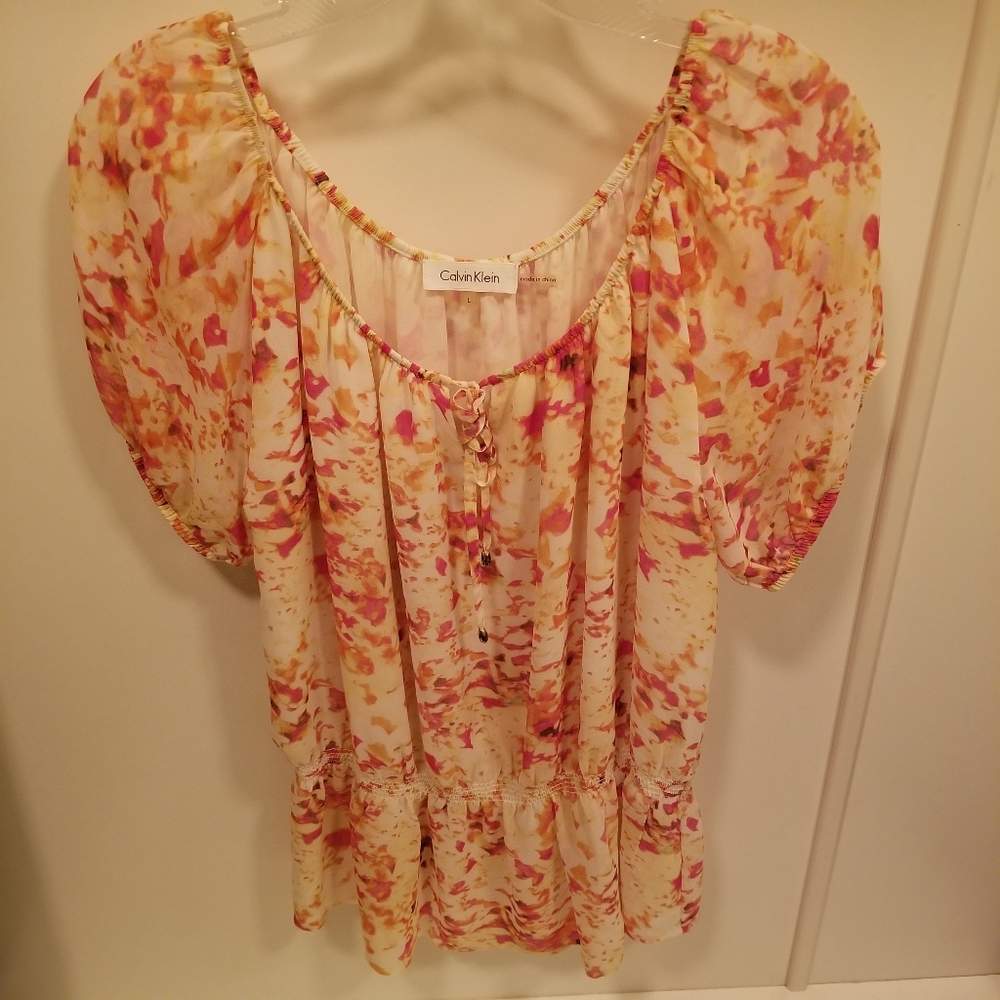 Calvin Klein Floral Peplum Blouse